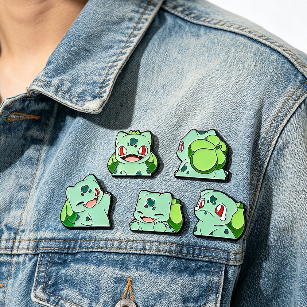Enamel Pin Set - Bulbasaur Inspired Enamel Lapel Pins, Cute