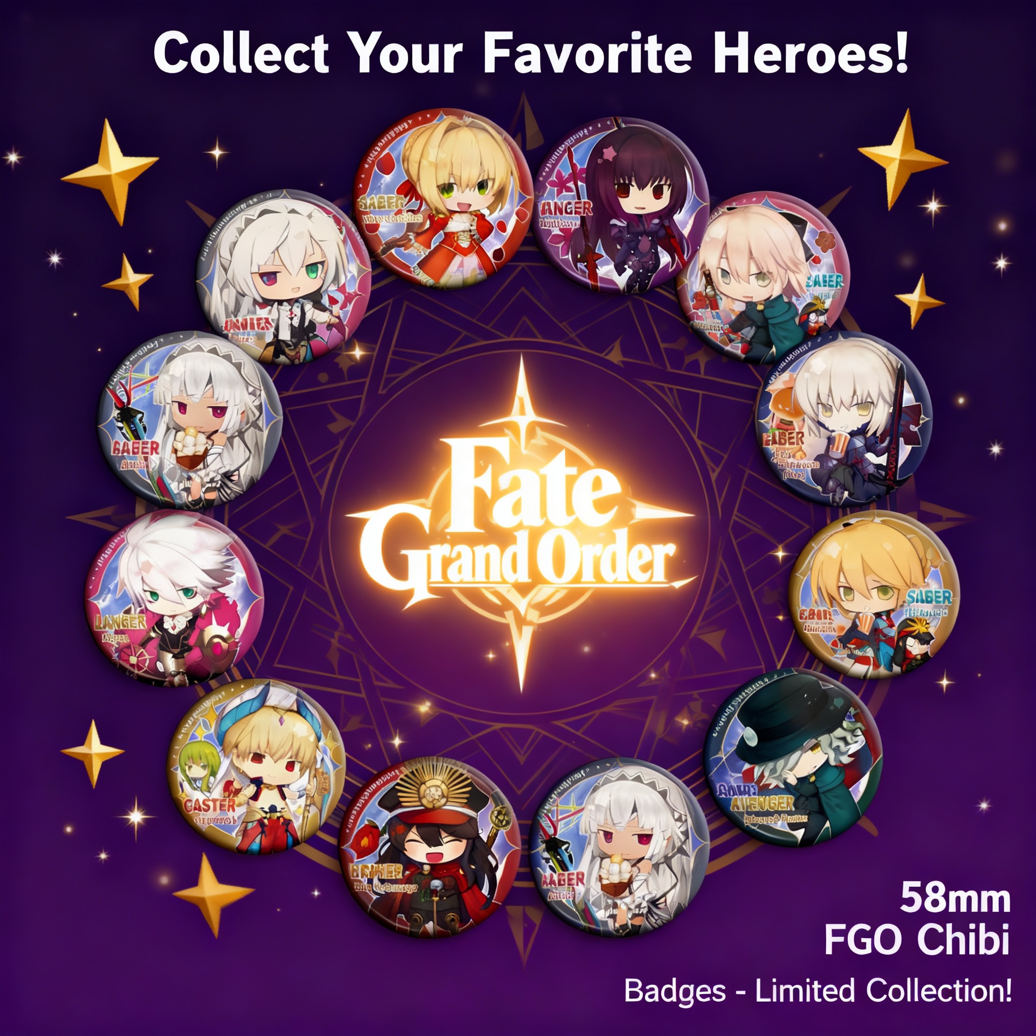 Anime Merchandise Posters - Fate Grand Order FGO Anime Badge