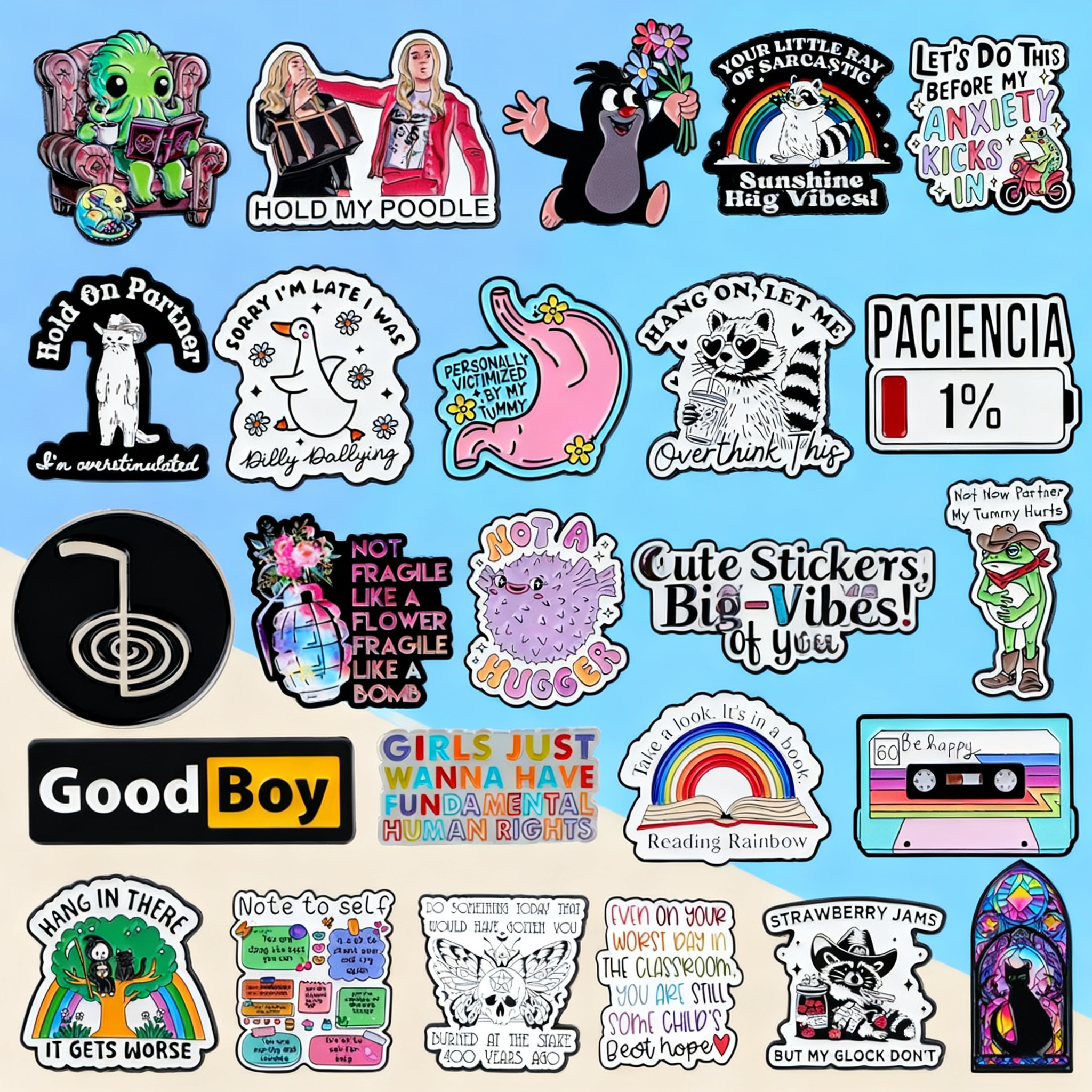 Enamel Pin Set - Cartoon Cat Enamel Pin Cute Raccoon