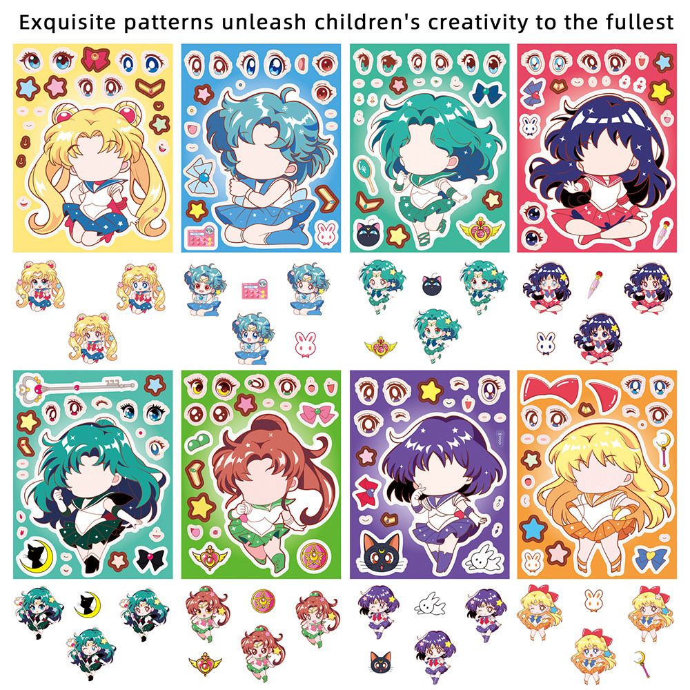 8/16PCS Sailor Moon Face-Chang – Anime Merchandise Posters recenzja i cena