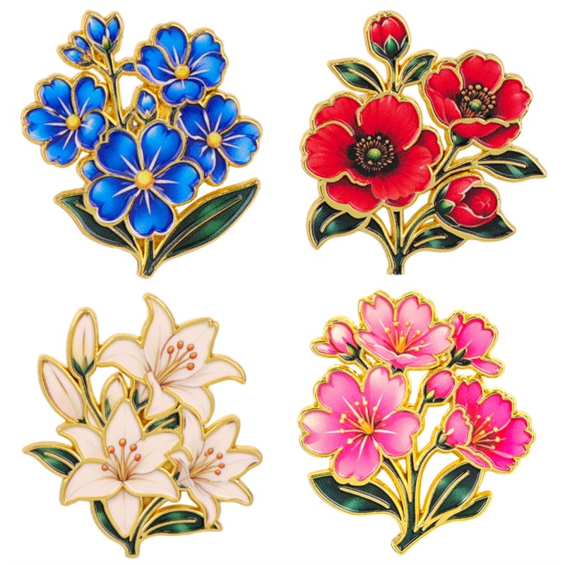 Cute Vintage Colorful Floral E – Enamel Pin Set recenzja i cena
